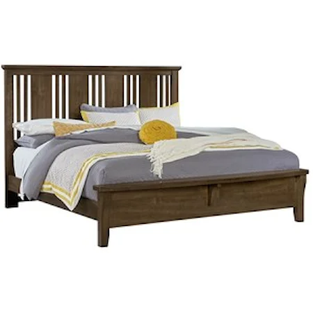 Solid Wood Cherry Queen Craftsman Bed w/ Bench Footboard